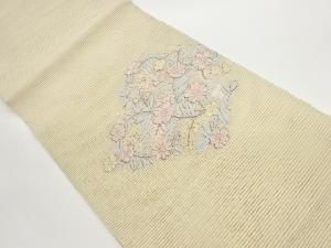 絽綴れ菱に草花模様織出し名古屋帯